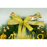 Coronita de Craciun pentru usa, Verde/Auriu, 40 cm, PVC, Artificiala, Decorata, Interior/Exterior, Flippy