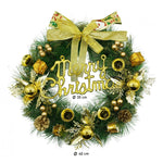 Coronita de Craciun pentru usa, Verde/Auriu, 40 cm, PVC, Artificiala, Decorata, Interior/Exterior, Flippy