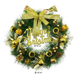 Coronita de Craciun pentru usa, Verde/Auriu, 40 cm, PVC, Artificiala, Decorata, Interior/Exterior, Flippy