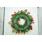 Coronita de Craciun pentru usa, Verde/Rosu, 40 cm, PVC, Artificiala, Decorata, Interior/Exterior, Flippy