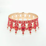 Diadema, Flippy, din Aliaj, cu Cristale, Accesoriu Par, Aniversare, Nunta, Petrecere, 15.5 x 5.3 cm, Rosu