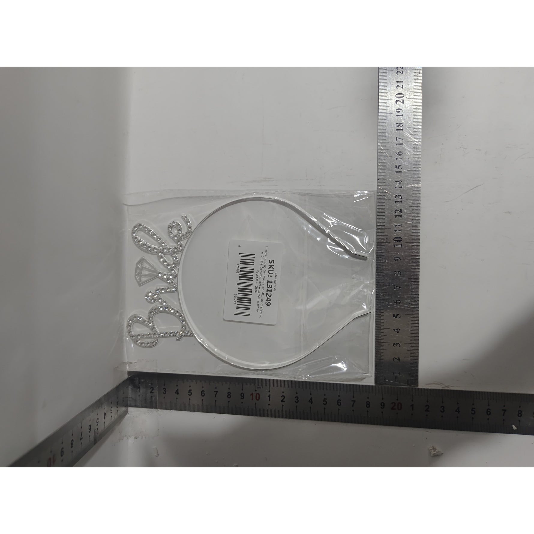 Coronita pentru Mireasa, Flippy, Model Bride, cu Cristale, Marime Universala, 12.5 x 14.5 cm, Alb