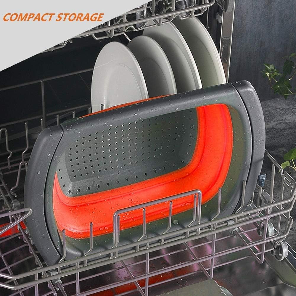 Cos de Scurgere Retractabil pentru Chiuveta, Flippy, cu Filtru, pentru Fructe si Legume, de Uz Casnic, 39x12 cm, Design