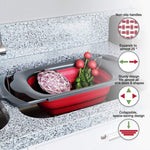 Cos de Scurgere Retractabil pentru Chiuveta, Flippy, cu Filtru, pentru Fructe si Legume, de Uz Casnic, 39x12 cm, Design