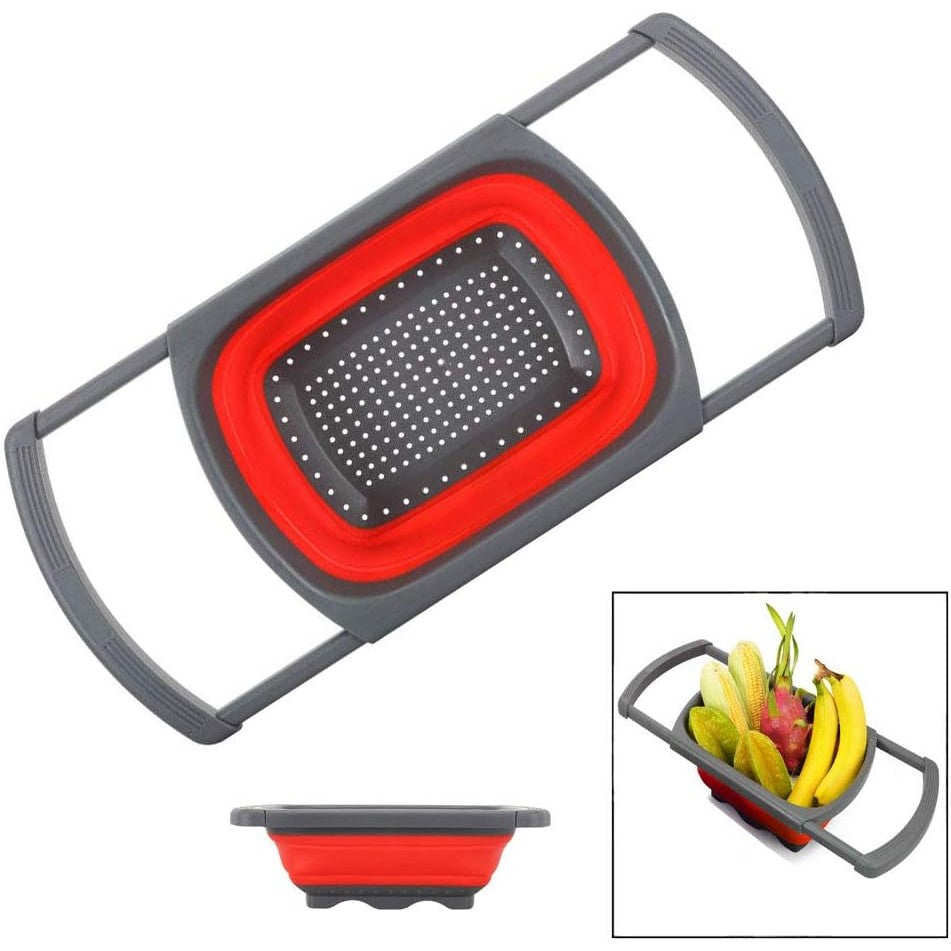 Cos de Scurgere Retractabil pentru Chiuveta, Flippy, cu Filtru, pentru Fructe si Legume, de Uz Casnic, 39x12 cm, Design