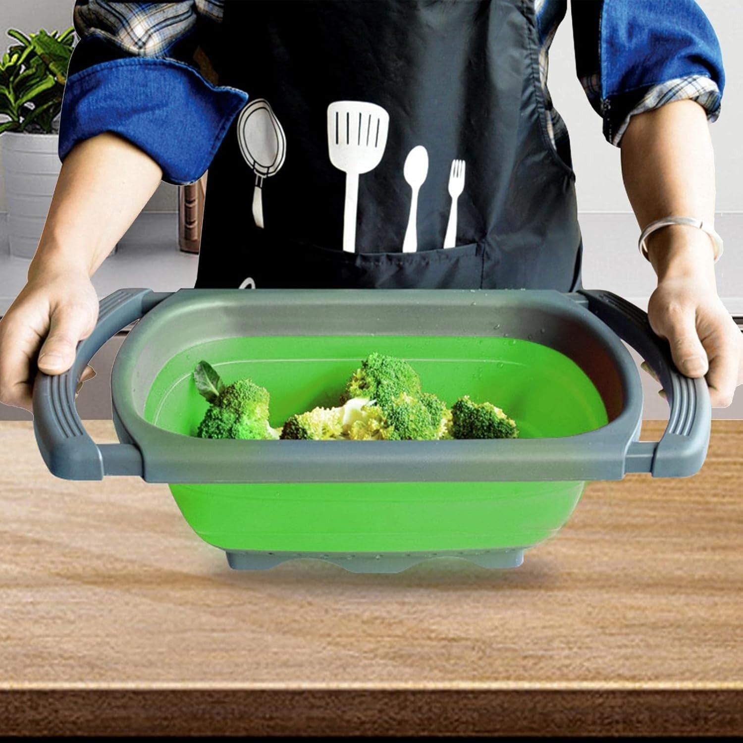 Cos de Scurgere Retractabil pentru Chiuveta, Flippy, cu Filtru, pentru Fructe si Legume, de Uz Casnic, 39x12 cm, Design
