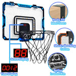 Cos de Baschet pentru Copii, Flippy, cu Tablou de Bord Electronic, Minge, Pompa, 2 Moduri, Interior/Exterior, Inel