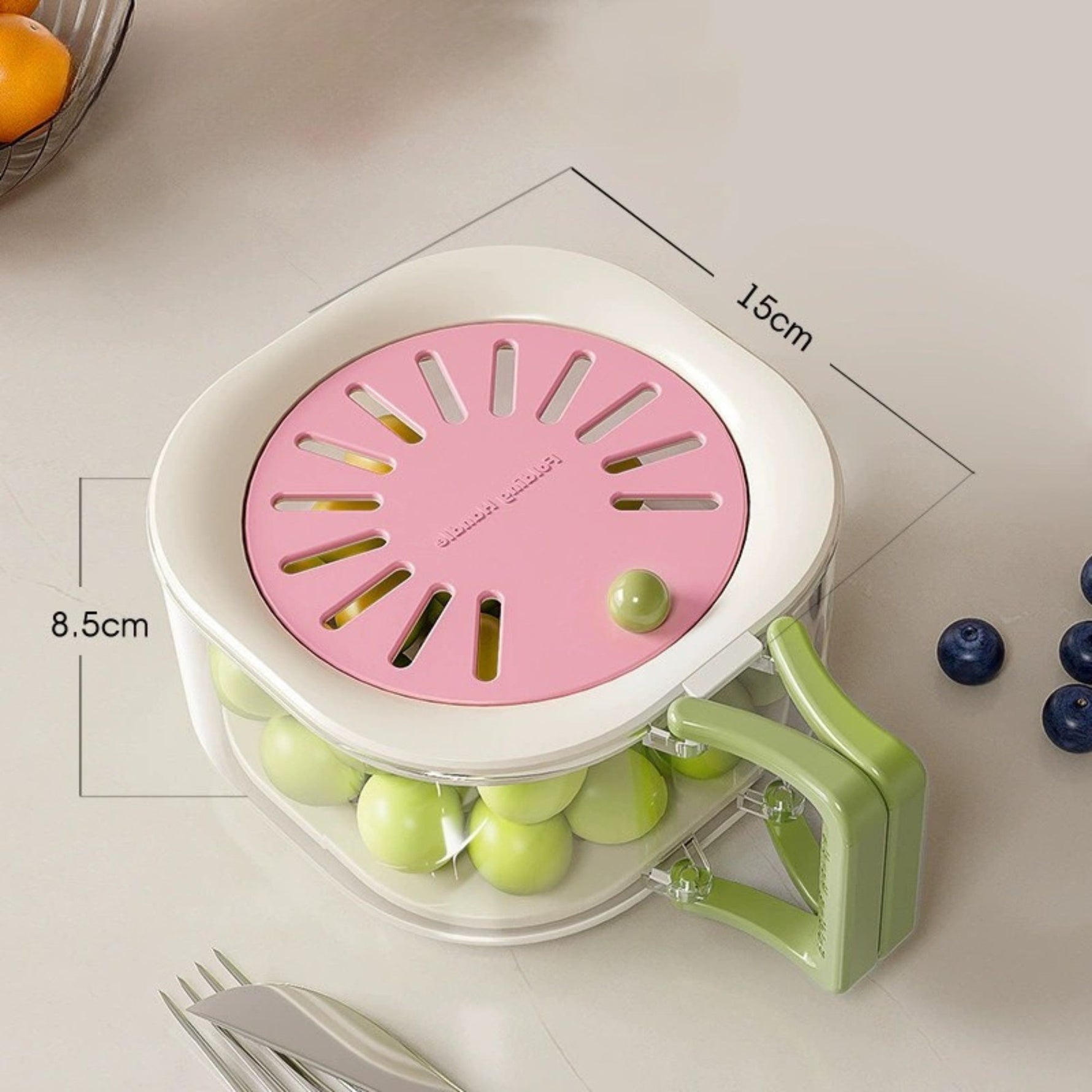 Cos de Scurgere pentru Fructe 2 in 1, Flippy, din Plastic Durabil, Filtru Telescopic, Scurgator de Fructe si Legume,