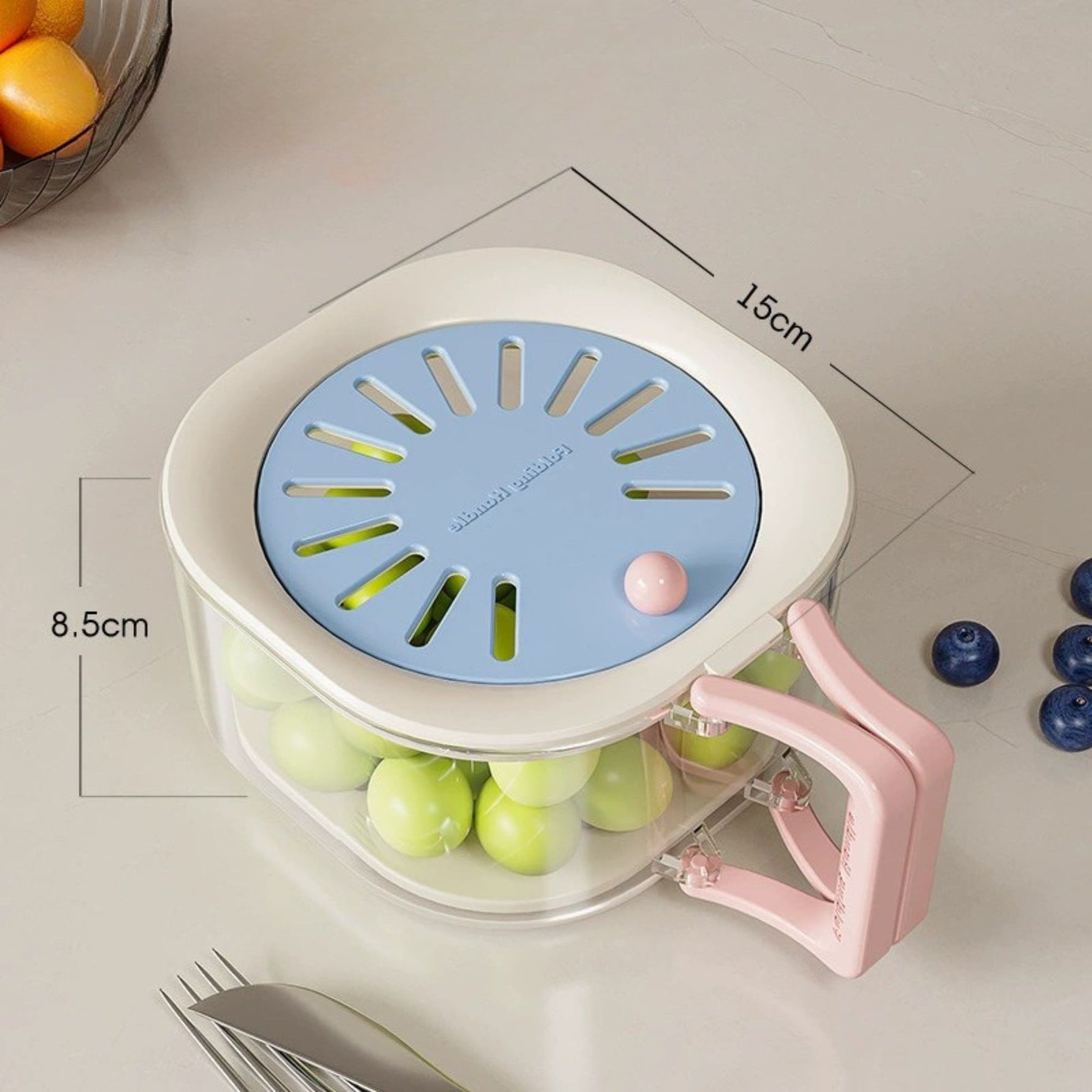 Cos de Scurgere pentru Fructe 2 in 1, Flippy, din Plastic Durabil, Filtru Telescopic, Scurgator de Fructe si Legume,