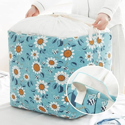Cos depozitare, Flippy, Capac cu Snur, 175 L, Confectionat din Bumbac si un Strat Impermeabil, 50 x 50 x 70 cm,