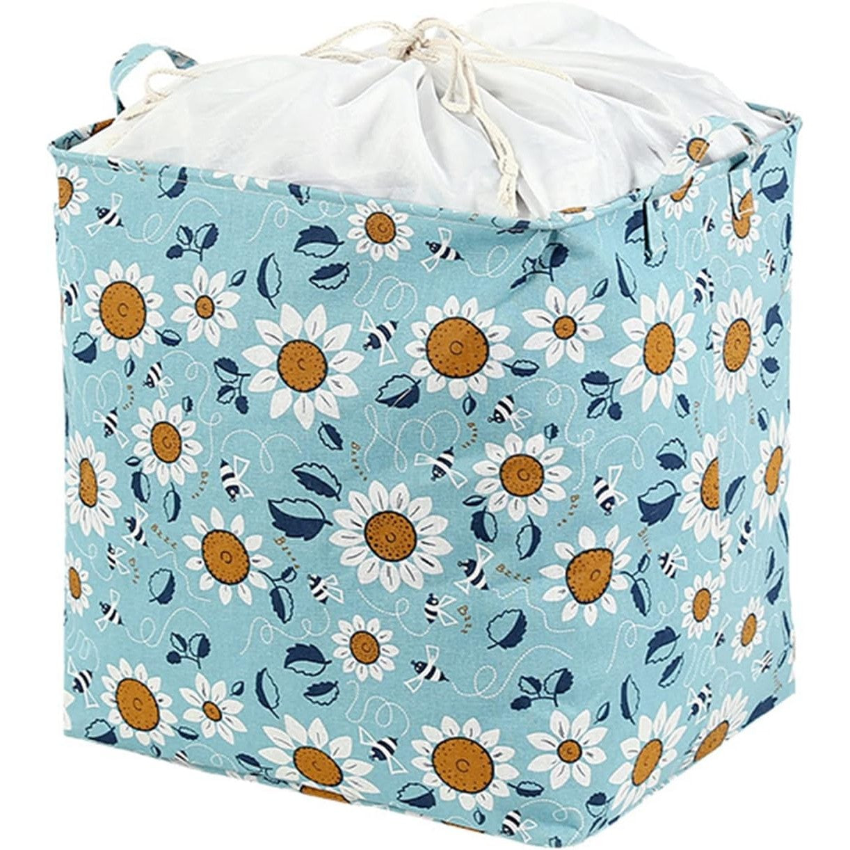 Cos depozitare, Flippy, Capac cu Snur, 175 L, Confectionat din Bumbac si un Strat Impermeabil, 50 x 50 x 70 cm,