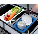 Cos pentru Scurgere Chiuveta de Bucatarie, Flippy, Plastic, Telescopic, 36x20x5 cm, Albastru