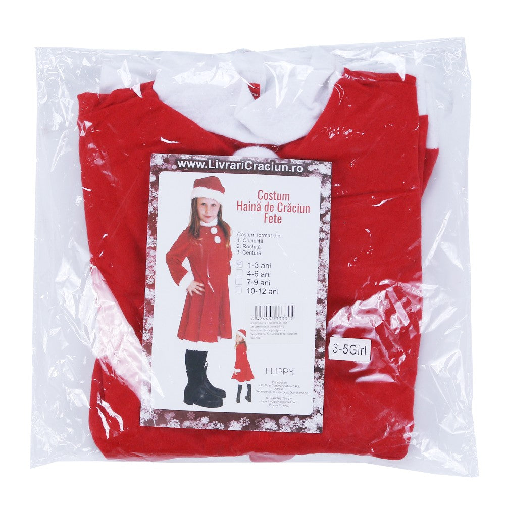 Costum Craciunita Flippy® Fata, 1-3 ani, 3 piese, Polar