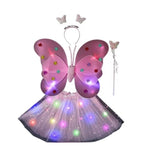Costum Fluturas cu Aripi Modelabile Luminoase pentru Copii, Flippy, Fusta din Tul cu Lumini, Bagheta si Bentita, 4