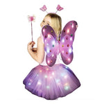 Costum Fluturas cu Aripi Modelabile Luminoase pentru Copii, Flippy, Fusta din Tul cu Lumini, Bagheta si Bentita, 4