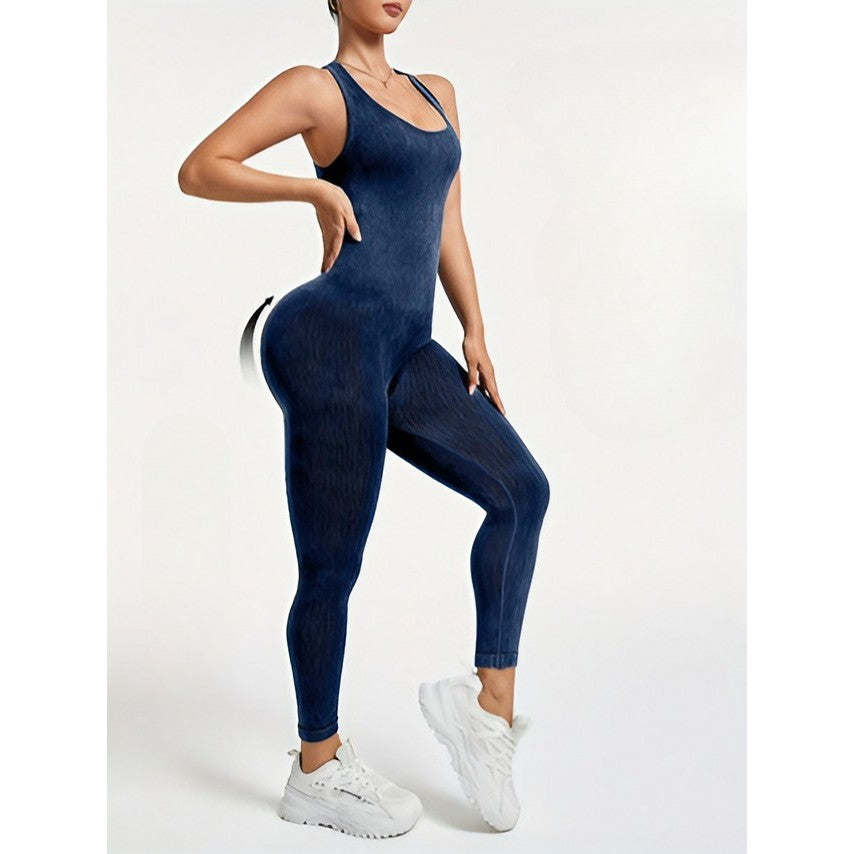 Costum Sport de Dama, Flippy, One Piece, pentru Yoga, Elastic, Fara Cusaturi, Albastru Marin, Marime L