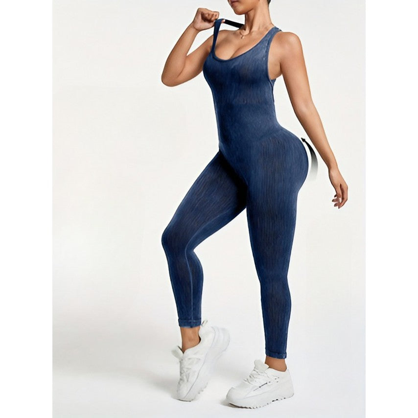 Costum Sport de Dama, Flippy, One Piece, pentru Yoga, Elastic, Fara Cusaturi, Albastru Marin, Marime S