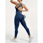 Costum Sport de Dama, Flippy, One Piece, pentru Yoga, Elastic, Fara Cusaturi, Albastru Marin, Marime S