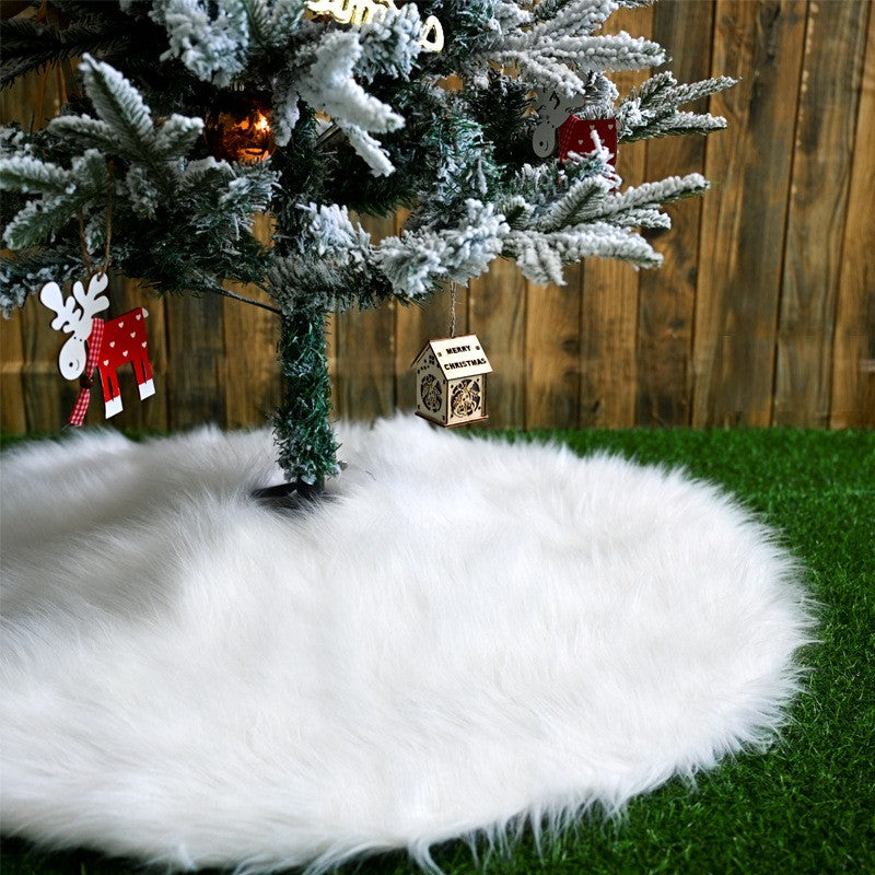 Covor pentru bradul de Craciun White Haipai, diametru 120 cm, blana cu o grosime 7 cm, alb