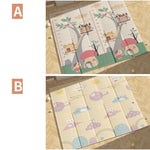 Covoras pentru Copii, Flippy, cu 2 Fete, Model Casute in Copaci/Iepurasi, din XPE+PE, Impermeabil, Antiderapant,