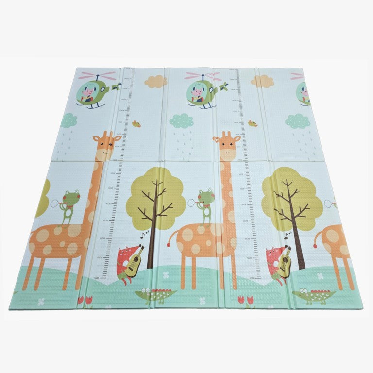 Covoras de Joaca pentru Copii Termic cu 2 Fete, Flippy, Model Girafe si Pinguini, cu Spuma, Impermeabil, Antiderapant,