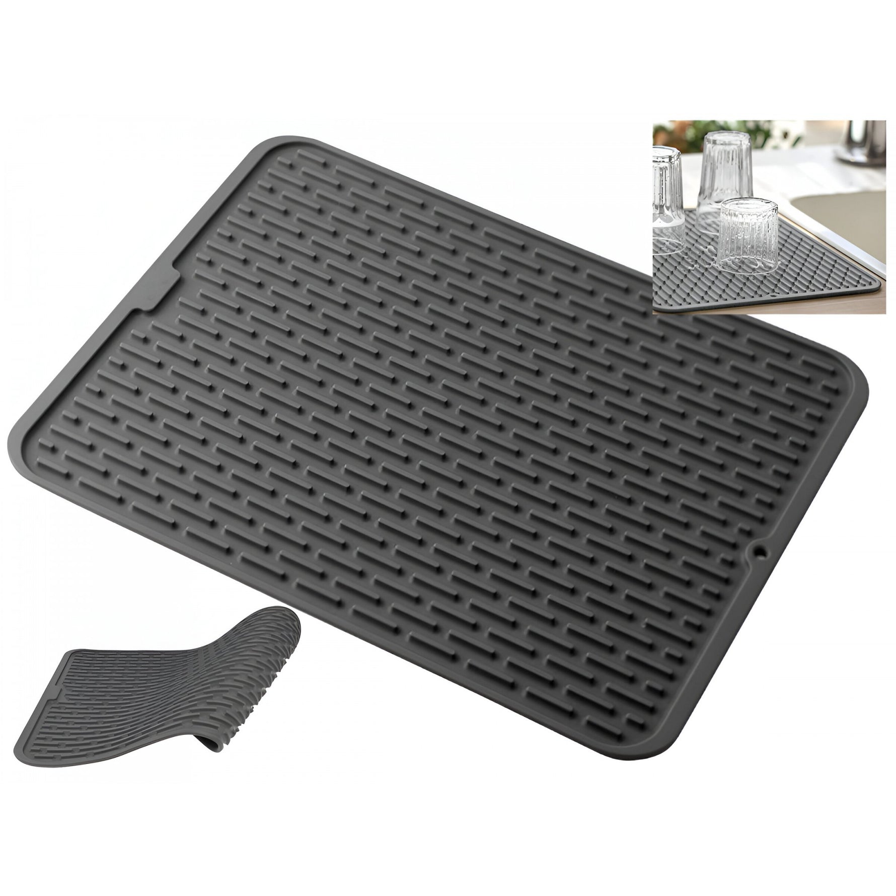 Covoras din Silicon pentru Scurgere Vase, Flippy, Uz Casnic, Rezistent la Temperaturi Ridicate, Izolator, 43x32.5 cm,