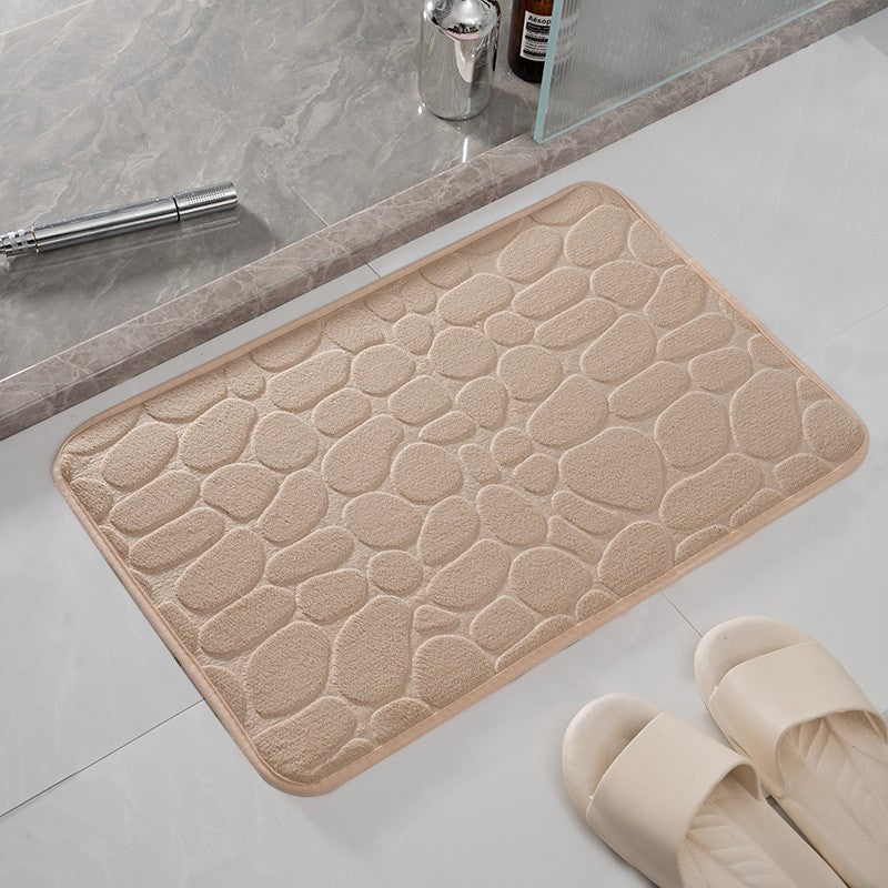 Covoras pentru Baie Antiderapant, Flippy, Uscare Rapida, Model 3D Piatra, 40x60 cm, Bej
