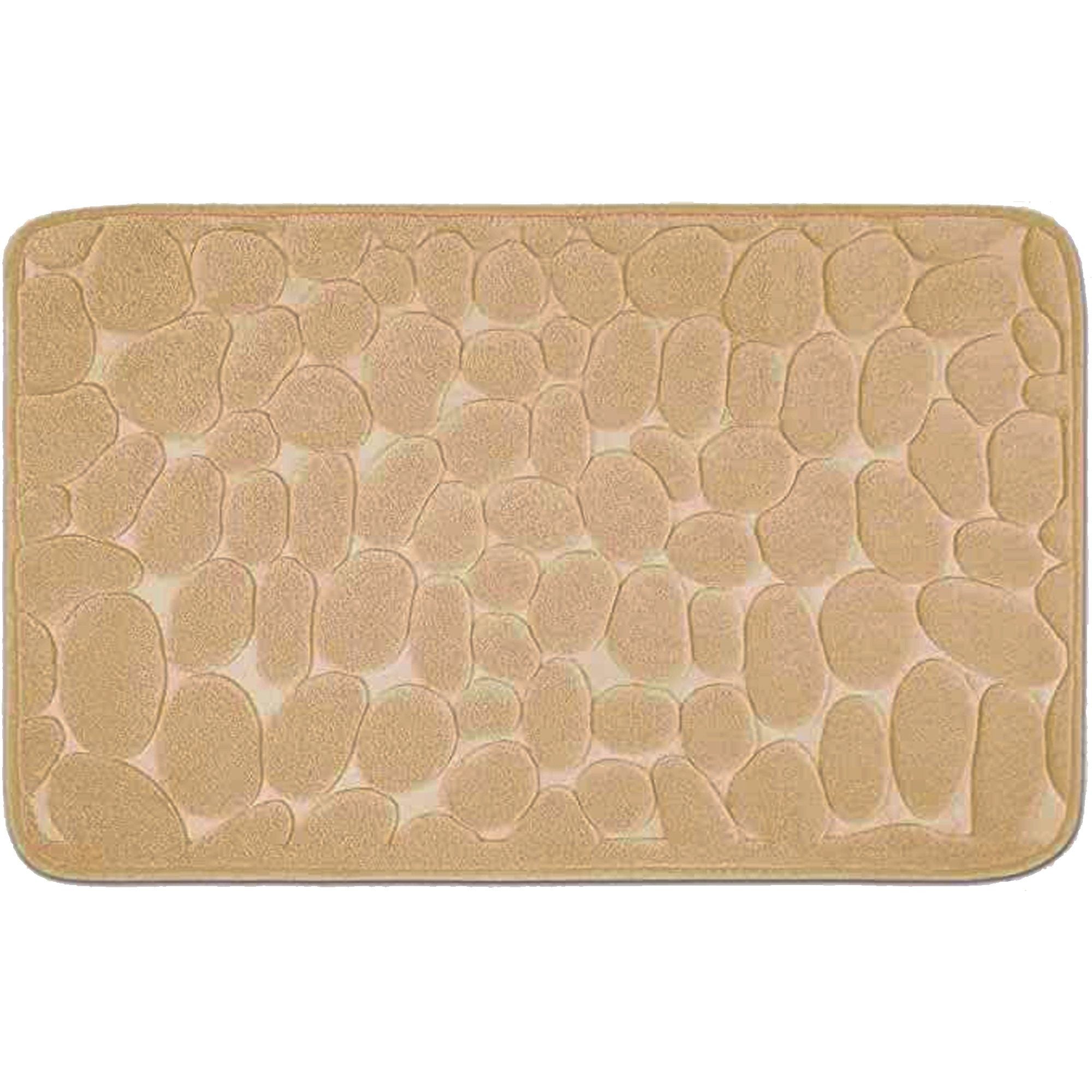 Covoras pentru Baie Antiderapant, Flippy, Uscare Rapida, Model 3D Piatra, 40x60 cm, Bej