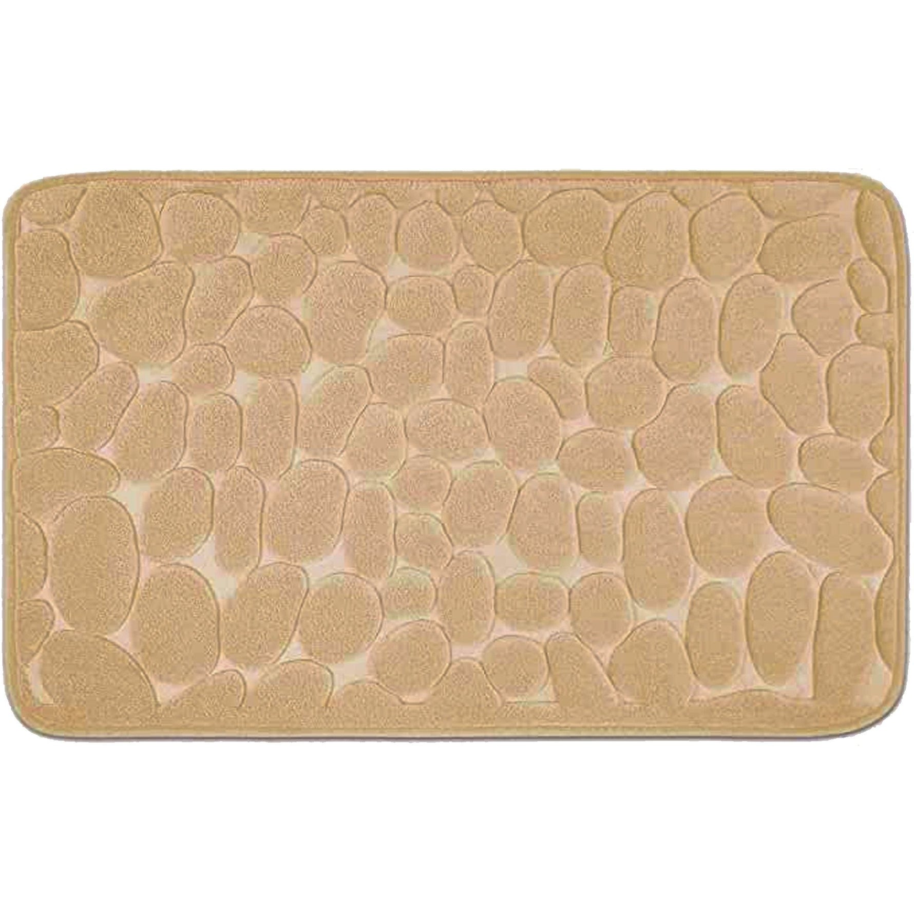 Covoras pentru Baie Antiderapant, Flippy, Uscare Rapida, Model 3D Piatra, 40x60 cm, Bej