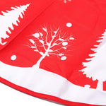 Covoras pentru Bradul de Craciun, Flippy, din Tesatura Pufoasa, cu Fundite de Prindere, Model Brazi, Rosu/Alb, Diametru