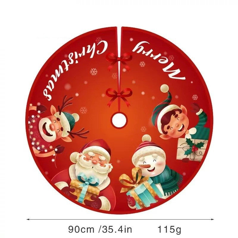 Covoras pentru Bradul de Craciun, Flippy, din Tesatura Pufoasa, cu Fundite de Prindere, Model Mos Craciun si