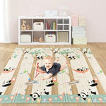 Covoras pentru Copii, Flippy, cu 2 Fete, Model Panda/Party, din XPE+PE, Impermeabil, Antiderapant, Protectie Termica,