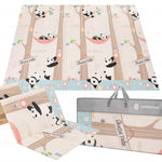 Covoras pentru Copii, Flippy, cu 2 Fete, Model Panda/Party, din XPE+PE, Impermeabil, Antiderapant, Protectie Termica,