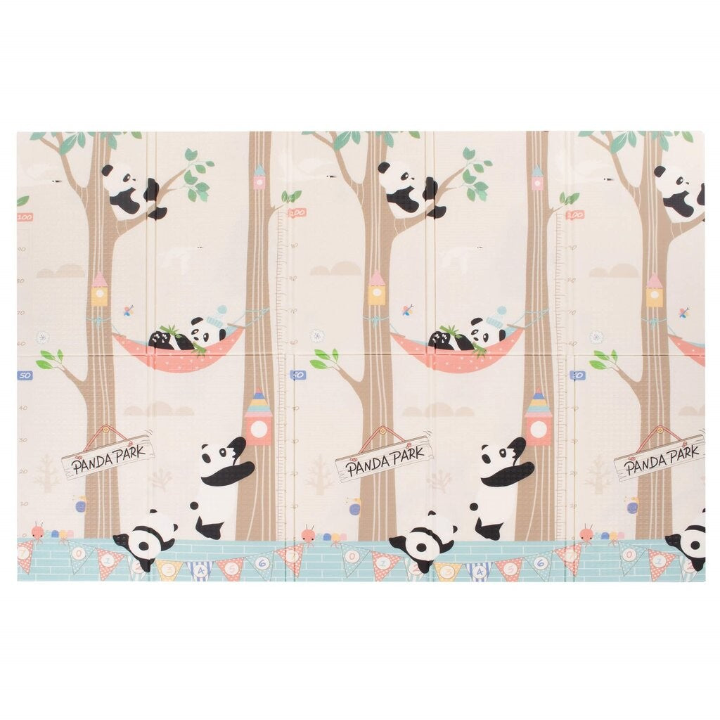 Covoras pentru Copii, Flippy, cu 2 Fete, Model Panda/Party, din XPE+PE, Impermeabil, Antiderapant, Protectie Termica,