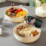Bol cu Doua Straturi, Flippy, pentru Fructe, Legume, Snacks, cu Strat de Scurgere a Apei, Suport pentru Telefonul