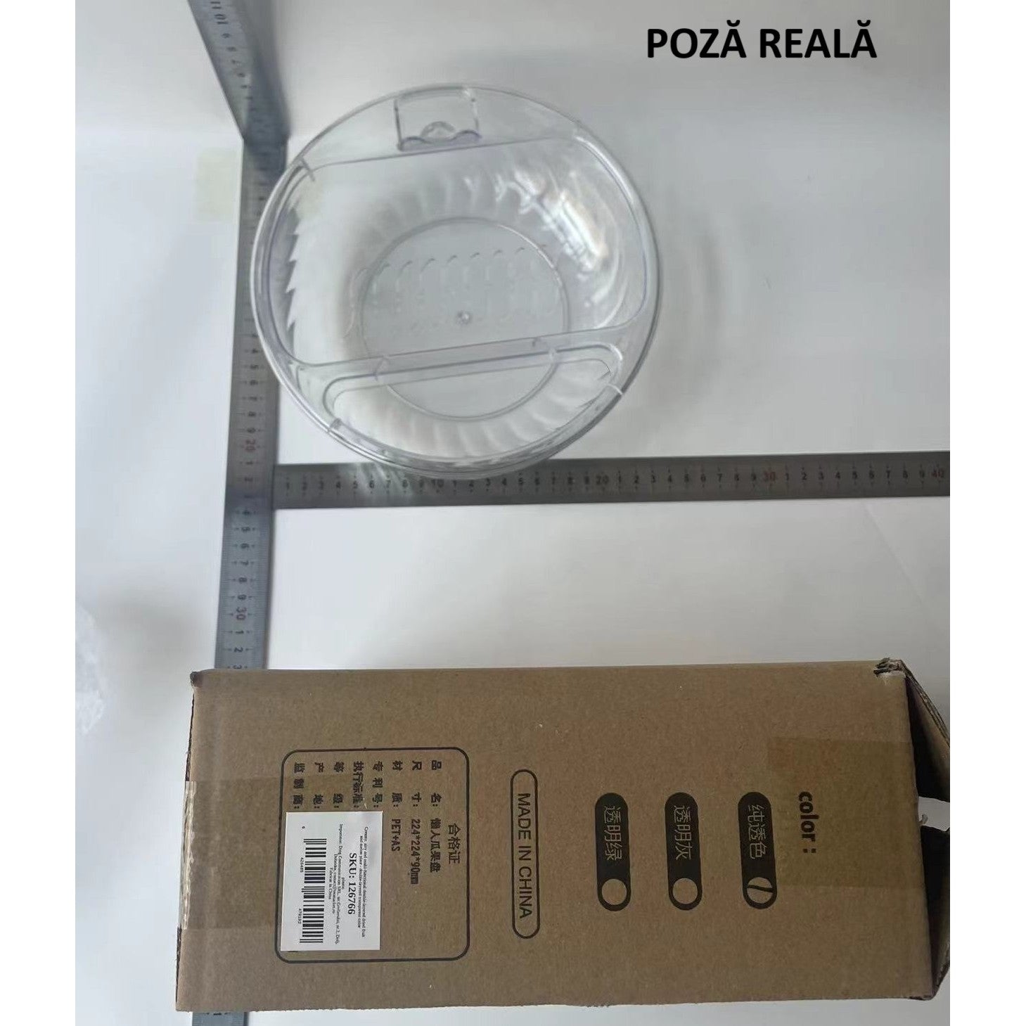 Bol cu Doua Straturi, Flippy, pentru Fructe, Legume, Snacks, cu Strat de Scurgere a Apei, Suport pentru Telefonul