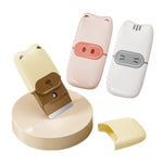 Mini Racleta de Curatare, Flippy, pentru Etichete, Adezivi, din ABS+ Metal, 2 Lame Incluse, Alb/Gri