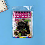 Caiet cu fise razuibile Flippy, DIY Magic Scratch, 12 File, Curcubeu, Creion din Lemn, Cartonase negre, 14.5 x 10 cm,