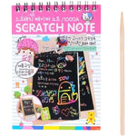 Caiet cu fise razuibile Flippy, DIY Magic Scratch, 12 File, Curcubeu, Creion din Lemn, Cartonase negre, 14.5 x 10 cm,