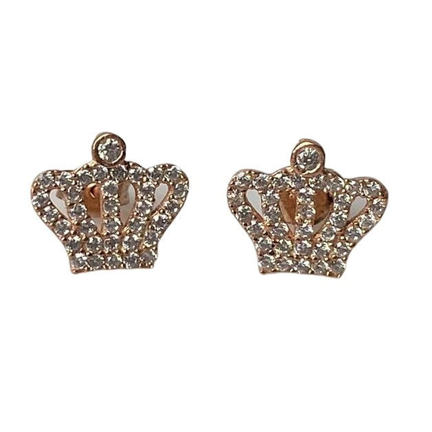 Cercei Argint 925 Coronite, Suflati cu Aur Roz