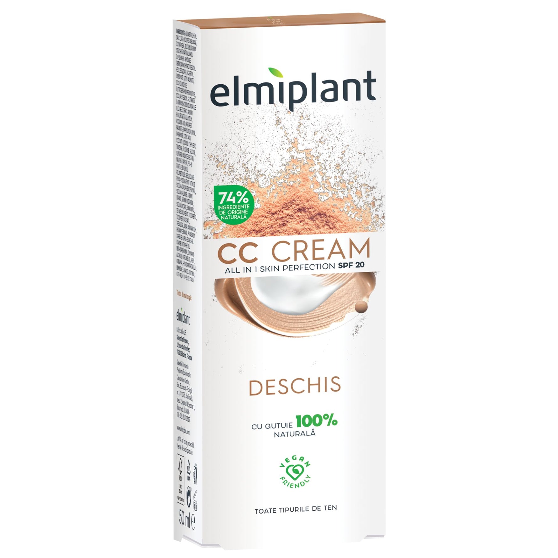 Crema CC Pentru Fata, Elmiplant, Crema de Zi Nuanta Deschisa, 50 ml