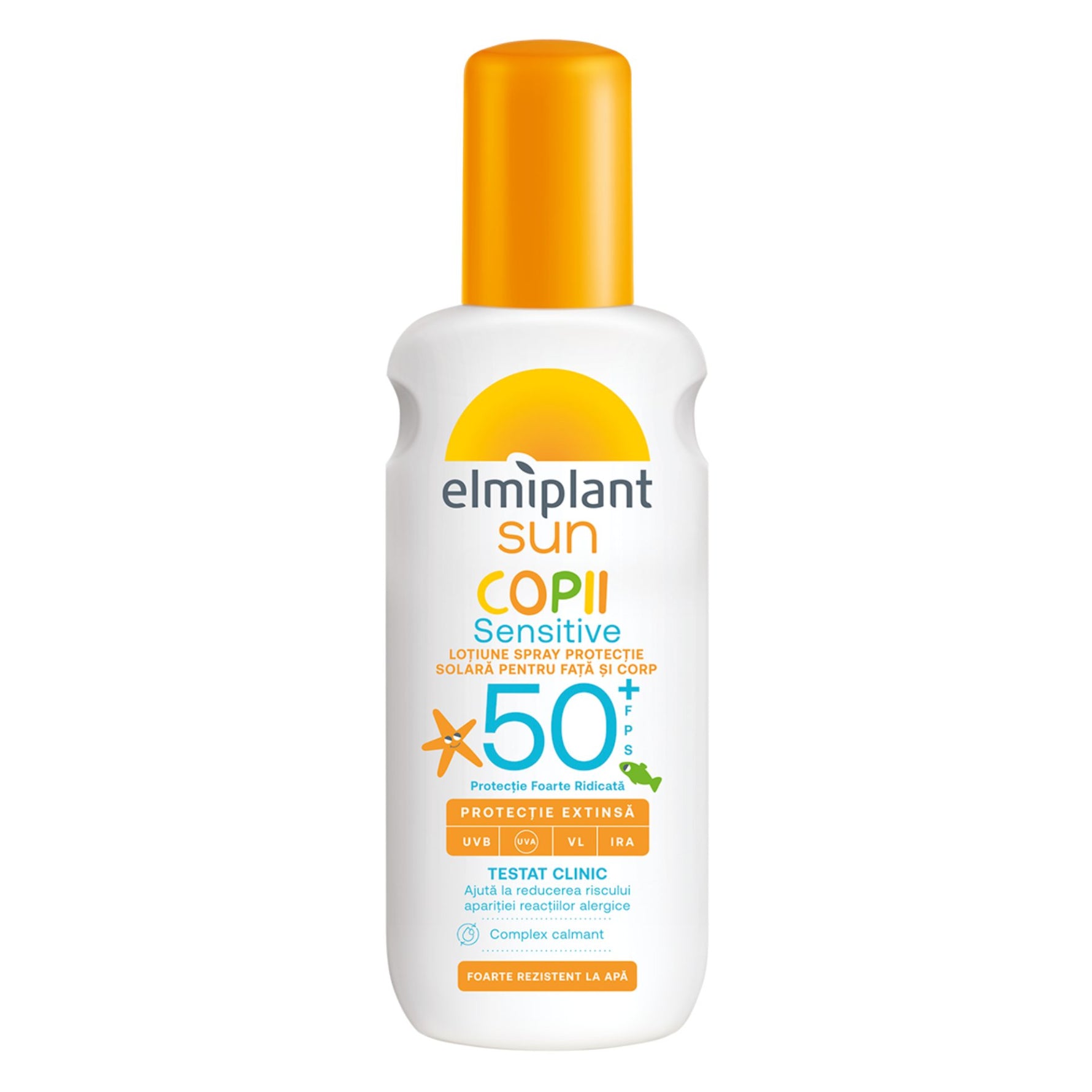 Crema de Soare Pentru Copii, Lotiune Spray Pentru Protectie Solara Pentru Fata si Corp, Elmiplant Sun, Sensitive, SPF