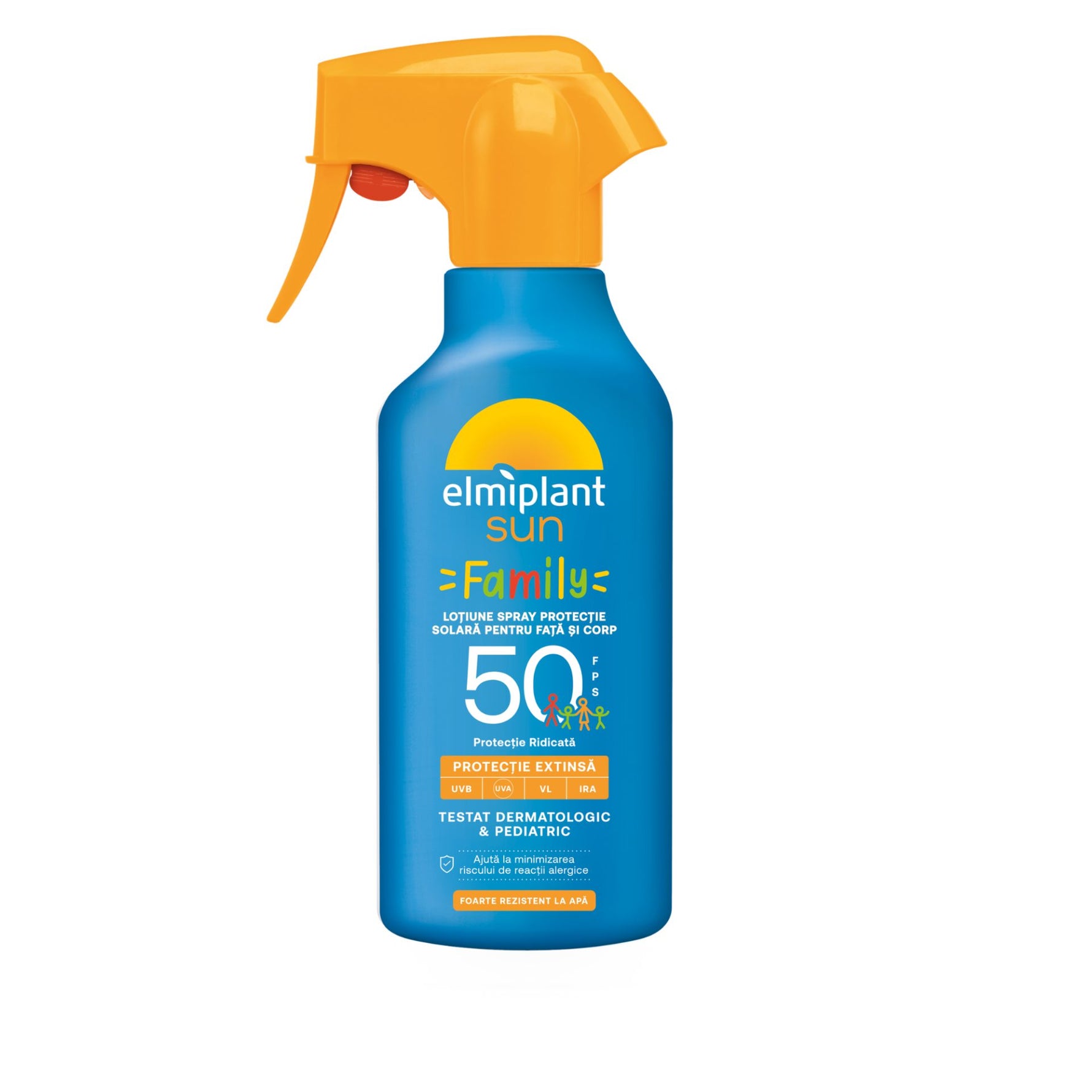 Crema de Soare Pentru Familie, Lotiune Spray Pentru Protectie Solara Pentru Fata si Corp, Elmiplant Sun, Family, SPF