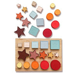 Jucarie Educativa, Flippy, +12 Luni, Tip Montessori, din Lemn si Silicon, Forme Geometrice Stivuibile, 15 Piese, 27 x