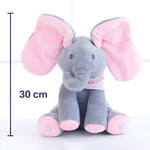 Jucarie Interactiva pentru Copii, Flippy, Elefantel Peek-a-boo, Muzica, Misca Urechile, Alimentare cu Baterii, 30 cm,