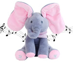 Jucarie Interactiva pentru Copii, Flippy, Elefantel Peek-a-boo, Muzica, Misca Urechile, Alimentare cu Baterii, 30 cm,