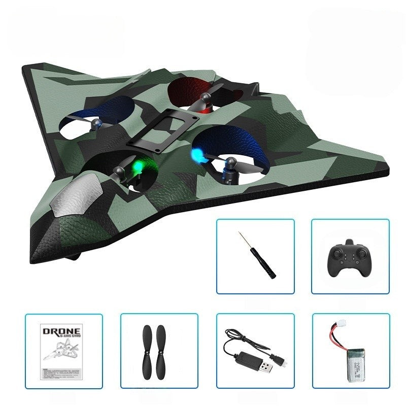 Avion de Lupta cu Telecomanda, Flippy, Tip Drona, din EVA (Spuma), cu Telecomanda, Incarcare USB, 2.4 GHz, Rotire 360°,