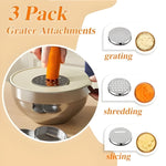 Set 6 Boluri pentru Mixare si Depozitare, Flippy, Inox Premium, Capace Ermetice, 3 Accesorii Razuire si Feliere,