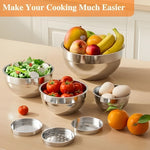 Set 6 Boluri pentru Mixare si Depozitare, Flippy, Inox Premium, Capace Ermetice, 3 Accesorii Razuire si Feliere,