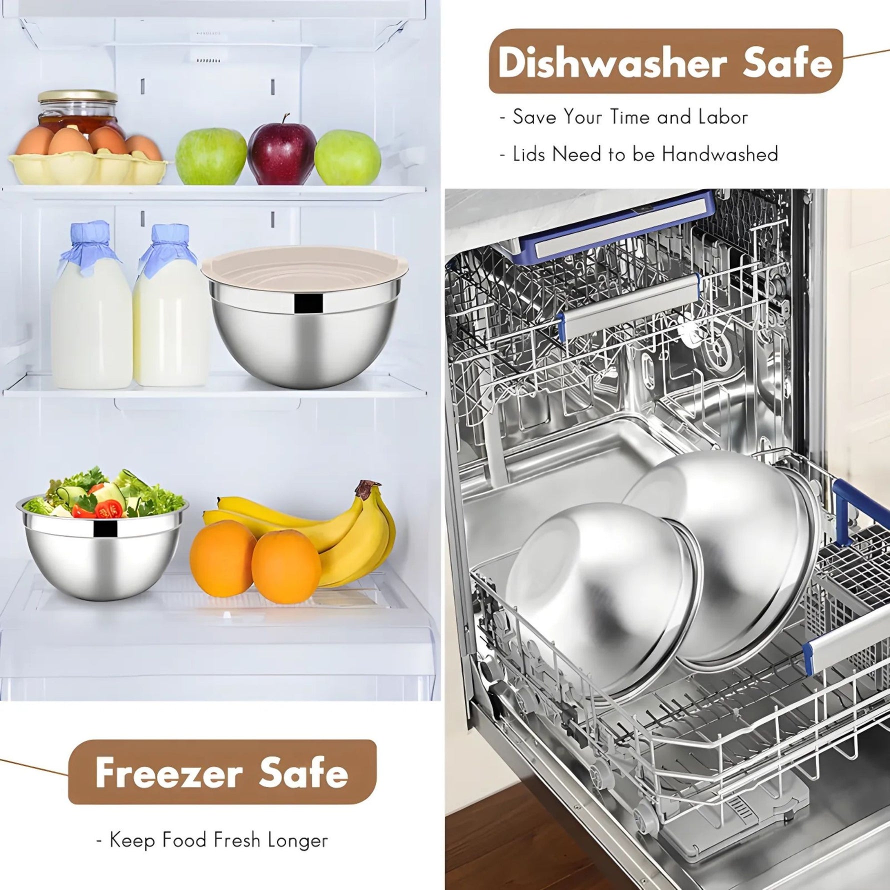 Set 6 Boluri pentru Mixare si Depozitare, Flippy, Inox Premium, Capace Ermetice, 3 Accesorii Razuire si Feliere,